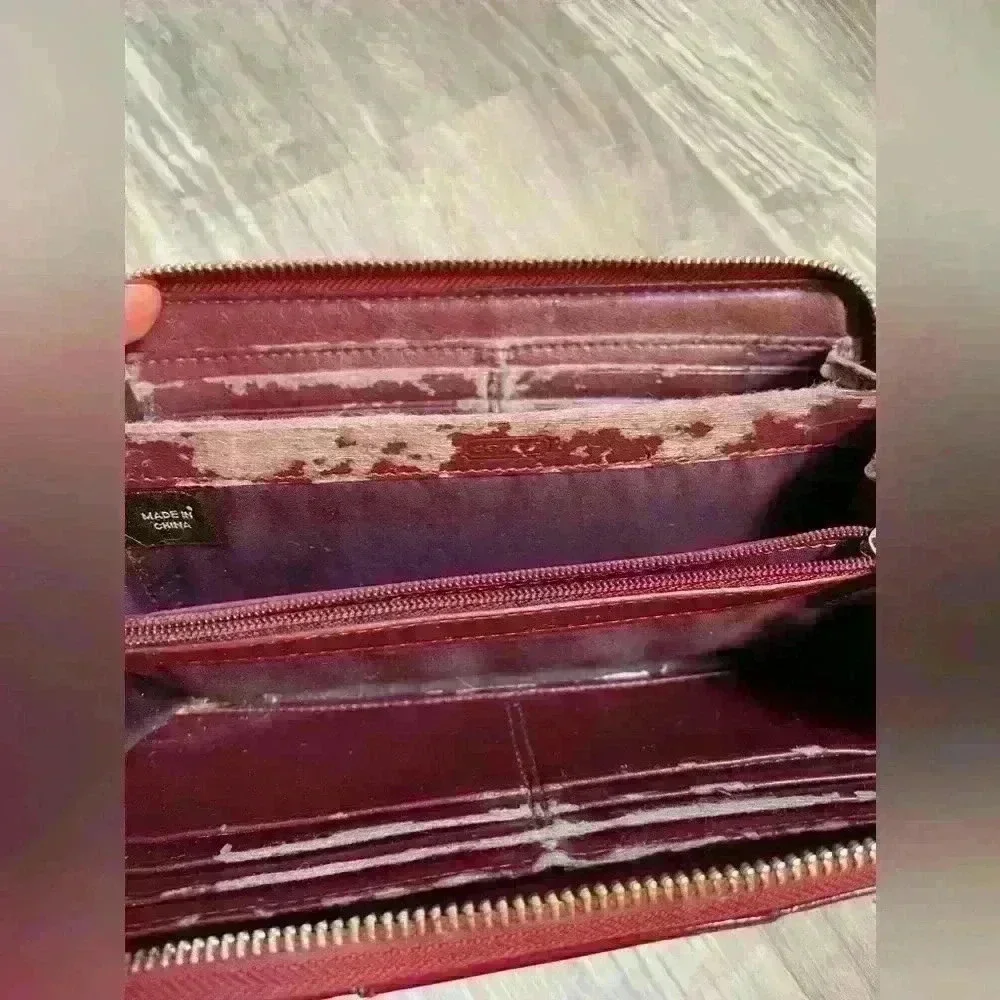 Coach Patent Red Button Snap wallet